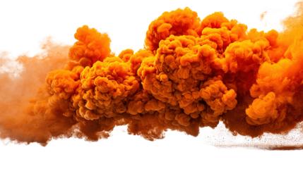 Dramatic orange cloud explosion on a black background adds dynamic visual impact