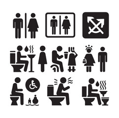 set toilet sign symbol icon  bathroom outline sig Restrooms for men and women, vecto