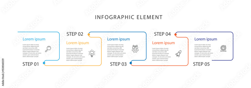 Poster business template presentation. management planning concept. 5 step process infographic vector eleme