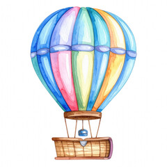 A colorful hot air balloon floating in the sky. cut out. transparent background