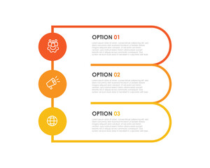 Vector line infographic template with 3 step process. Simple process infographic element with icons and 3 slide concept.