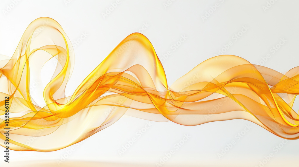 Poster minimal wave pattern design with overlapping transparent orange waves creating dynamic and vibrant v