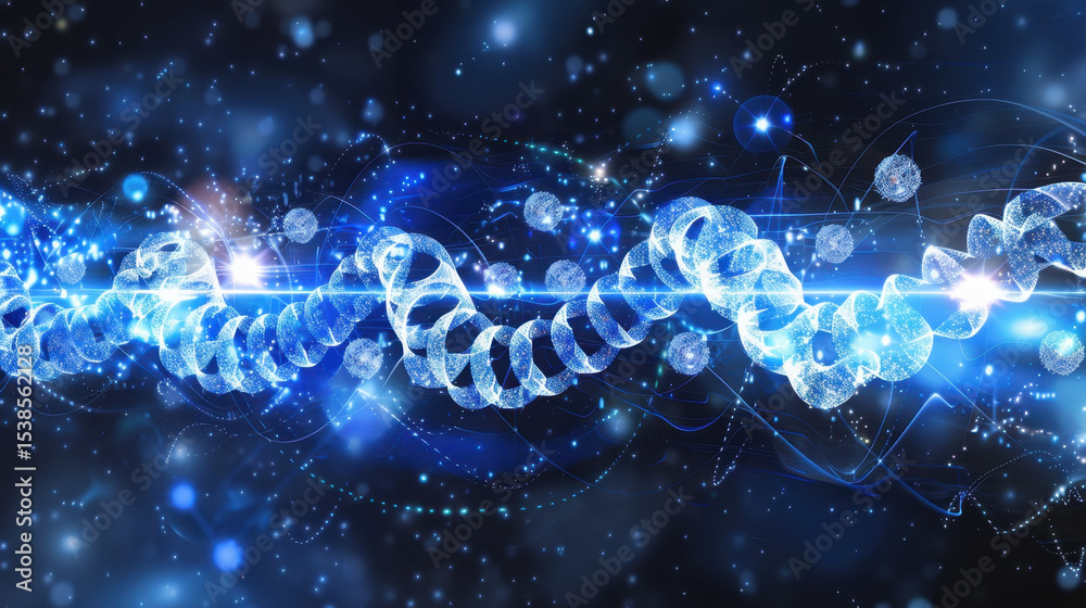 Poster stunning visualization of particle wave simulation featuring energy motion lines, creating dynamic a