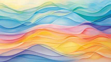 Obraz premium Smooth curved gradient waves in pastel colors create serene and calming atmosphere, perfect for backgrounds or design elements