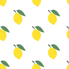 Seamless pattern with lemons. Summer pattern for fabric or wallpaper. Vector illustration.