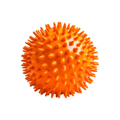 Spiky Orange Rubber Dog Toy Ball with Soft Nubs on Transparent Background, png