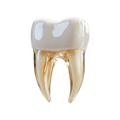 Anatomical 3D Model of a Human Molar Tooth with Realistic Enamel and Root Detail, Isolated on transparent background