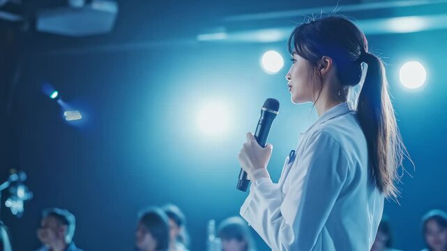 Professional Speaker on Stage Medical Education Event - Powered by Adobe