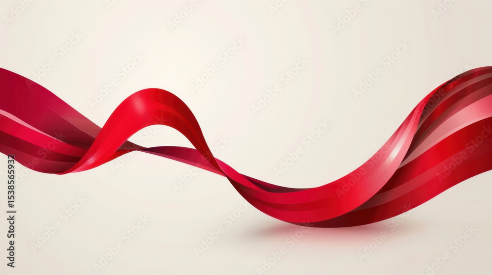 Poster smooth fluid abstract background with wavy ribbons in shades of red, creating dynamic and elegant vi