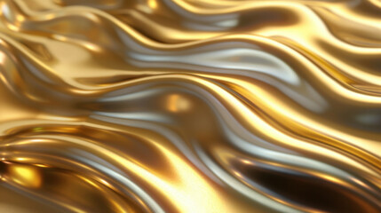 Obraz premium Smooth golden glow with flowing waves creates festive and luxurious atmosphere, perfect for backgrounds or design elements