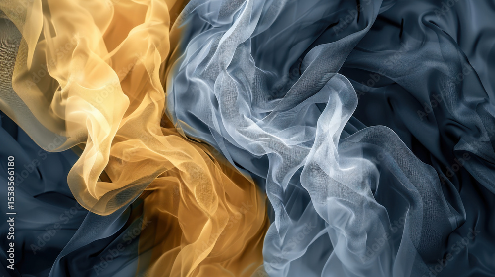 Poster smooth gradient fading from warm to cool tones flowing fabric creates dynamic visual effect. interpl