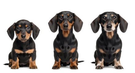 Adorable Dachshund Puppies Growing Up: Three Stages of Black and Tan Canine Development
