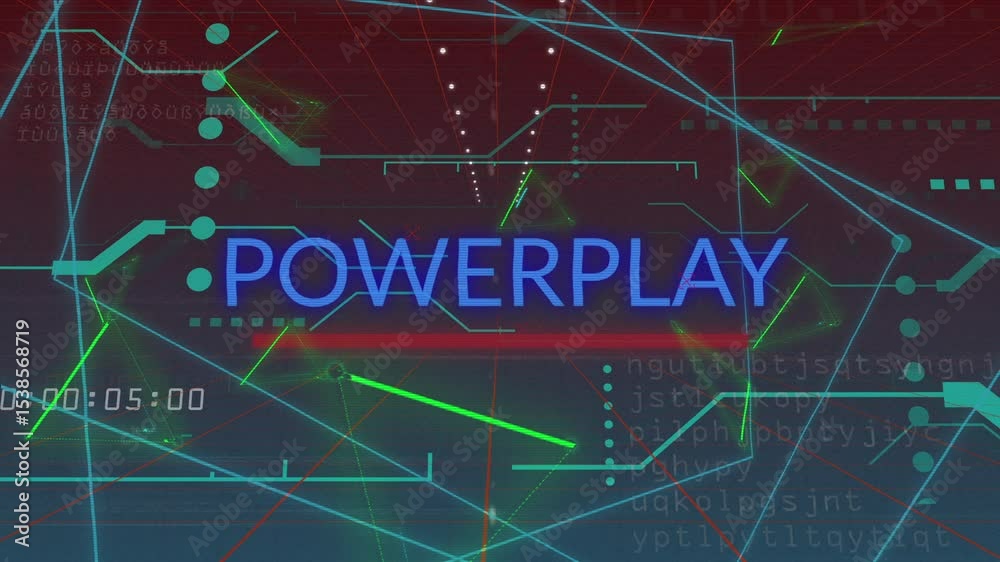 Poster animating neon circuit lines on dark red background, showing updating timestamp and powerplay title