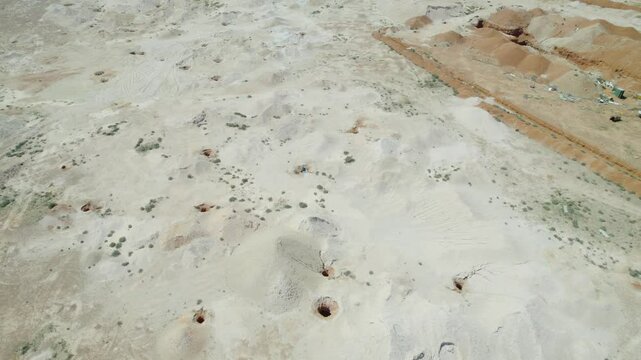 Trial Pit Shaft On The Mining Site Area In Australia. Aerial Shot