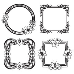 Unique Flourish Decorative Vector Floral Frames Set Collection
