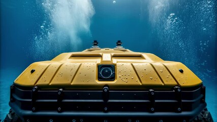 Underwater drone exploring depths with air bubbles rising