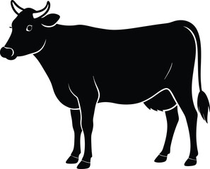 Side view cow vector with peaceful rural posture