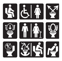 set toilet sign symbol icon  bathroom outline sig Restrooms for men and women, vecto