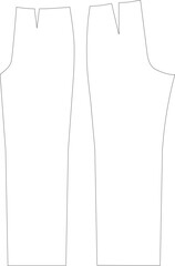 Editable vector image of Basic Pattern Blocks for Classic Trousers, Pants. For fashion, apparel production, tech packs, schools, and mock-ups