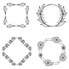 Organic Packaging Decorative Vector Floral Border Packs
