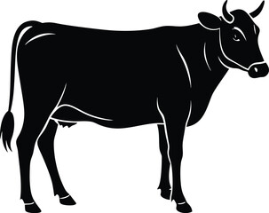 Minimalist silhouette of cow with clean lines and udder