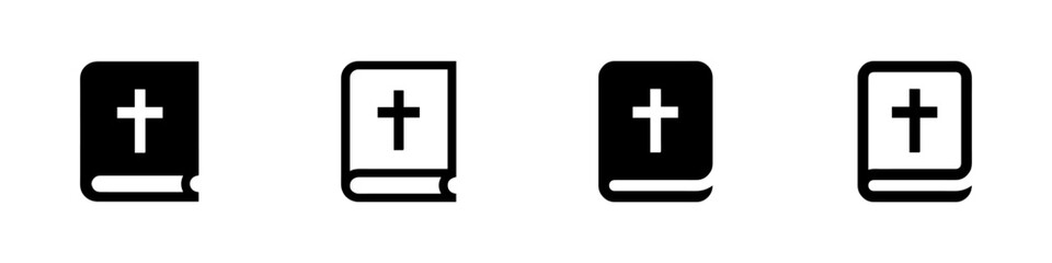 Fototapeta premium Bible icon. Set of bible book vector icons. Religion book. Christianity sign. Reading holy. Religious symbol. Vector Illustration. EPS 10