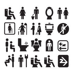 set toilet sign symbol icon  bathroom outline sig Restrooms for men and women, vecto