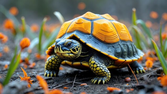 Small freshwater turtle known as the Bog Turtle