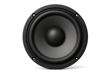 White background with a standalone audio bass speaker