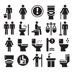 set toilet sign symbol icon  bathroom outline sig Restrooms for men and women, vecto