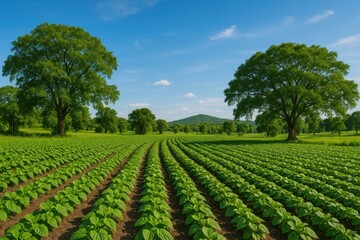 Agricultural landscape featuring bean plantations in northeastern Thailand