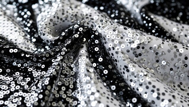 Abstract monochrome shimmering backdrop with reflective sequins