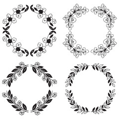 Artistic Logo Decorative Vector Floral Frames Set Collection
