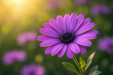 Fototapeta premium Stunning close-up of a vibrant purple flower in nature