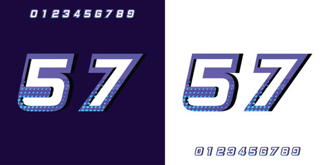 number 57 with racing effect for automotive, racing, jersey