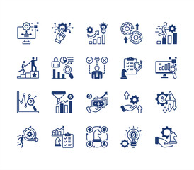 Strategic evolution icon set with Digital transformation, Technology, Innovation, Adaptation, Resilience, Growth, Strategic management.