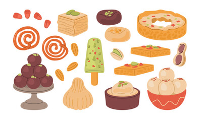 Indian Sweets Collection Illustration, Festive Desserts Set
