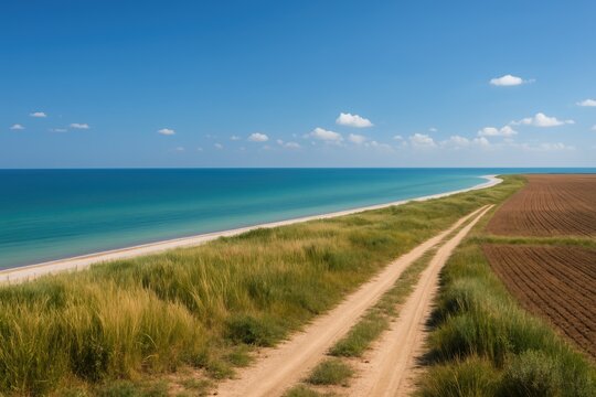 Coastal area along the eastern Syvash on Arabat spit overlooking the Sea of Azov in Kherson