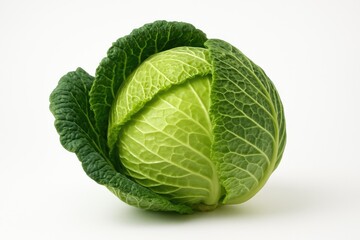Obraz premium A single cabbage displayed on a plain white backdrop