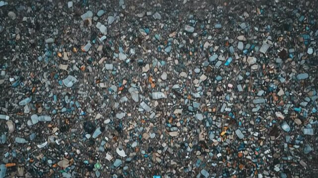 Aerial View of Extensive Plastic and Debris Pollution on Land