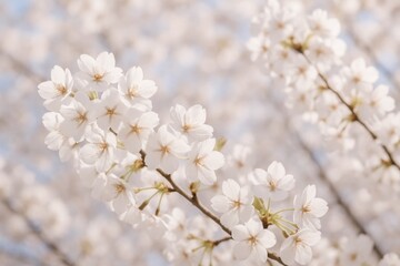 Obraz premium Beautiful cherry blossom scenery for desktop wallpaper and backgrounds