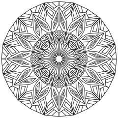 Mandala 373, ethnic, swirl pattern, object isolated on white background. Coloring page 432, hand drawn, vector.