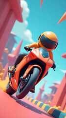 riding a motorcycle 3D character