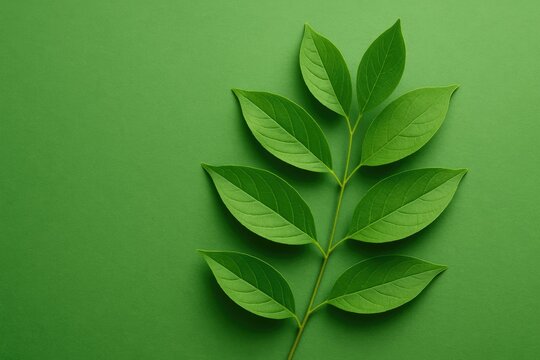 Lush green branch against a matching green backdrop