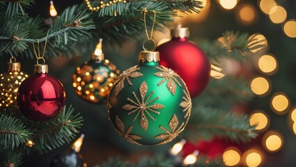 Fototapeta premium Festive holiday decoration against a glowing light backdrop