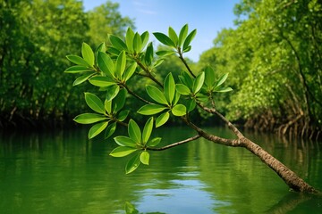 Mangrove forest featuring a dense cluster of mangrove trees