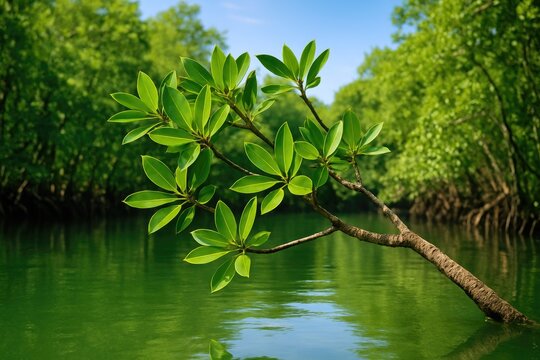 Fototapeta Mangrove forest featuring a dense cluster of mangrove trees