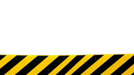 Black and yellow caution tape isolated on transparent background