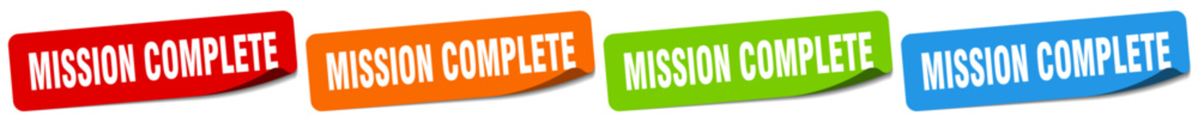 mission complete sticker. mission complete sticker set on white background