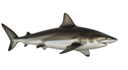 Isolated Shark Swimming Underwater Predator Wildlife Animal